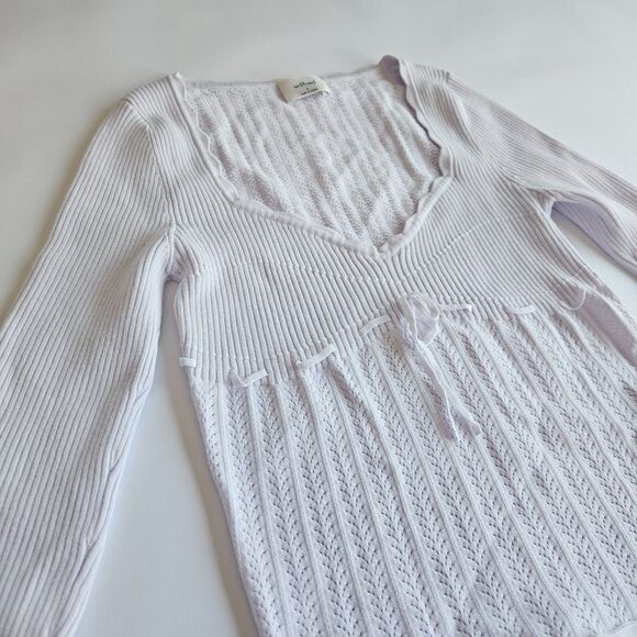 Wilfred Sweaters - NWOT Wilfred Soloist S Ribbed Knit Long Sleeve Pointelle Knit off White Sweater